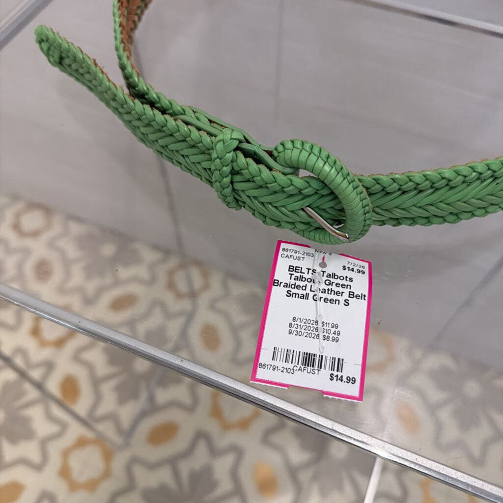 Talbots Green Braided Leather Belt Small
