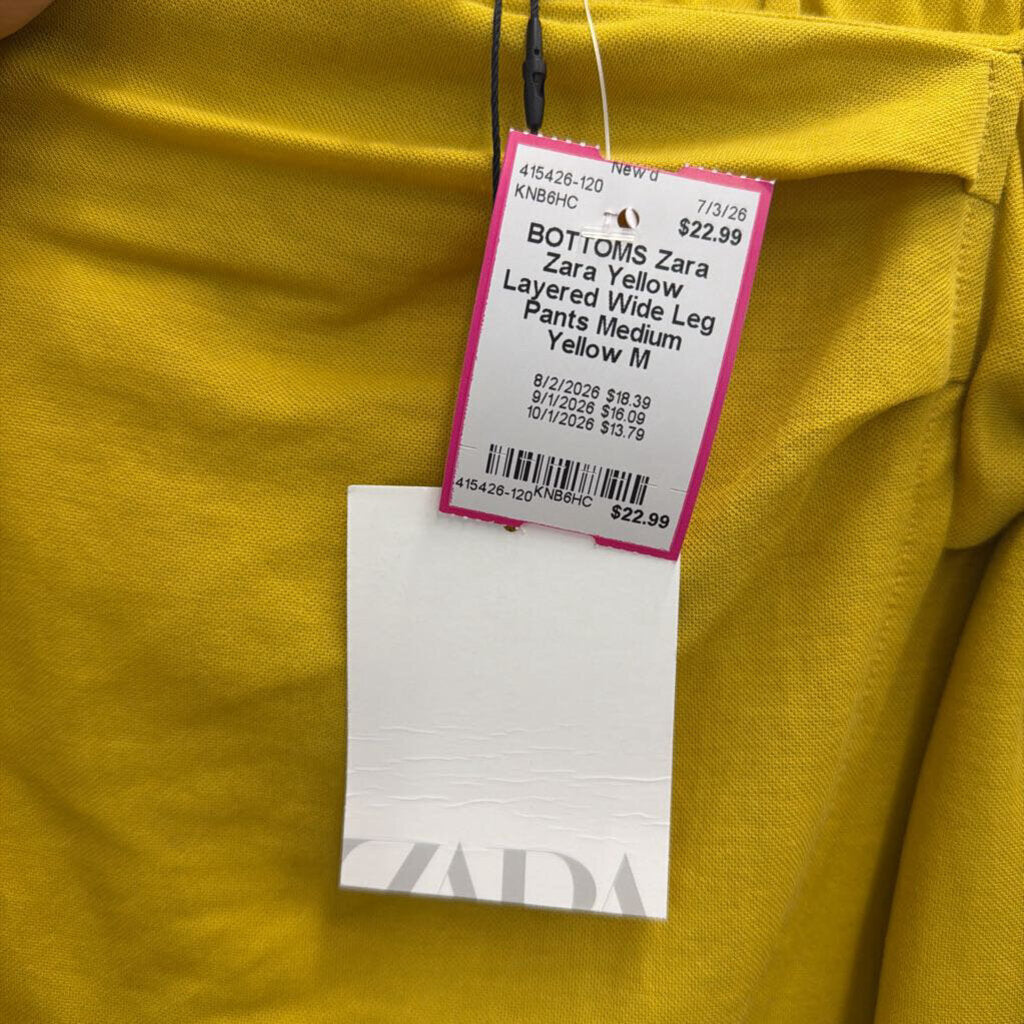 Zara Yellow Layered Wide Leg Pants Medium