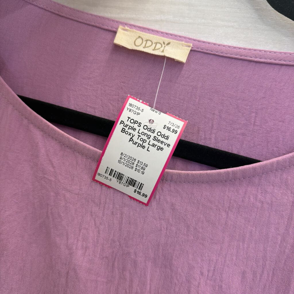 Oddi Purple Long Sleeve Boxy Top Large