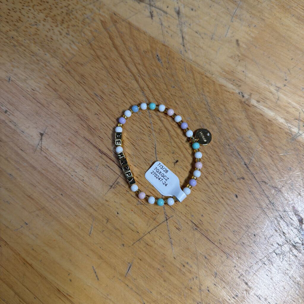 Little Words Project 'Be Happy' Beaded Stretchy Bracelet