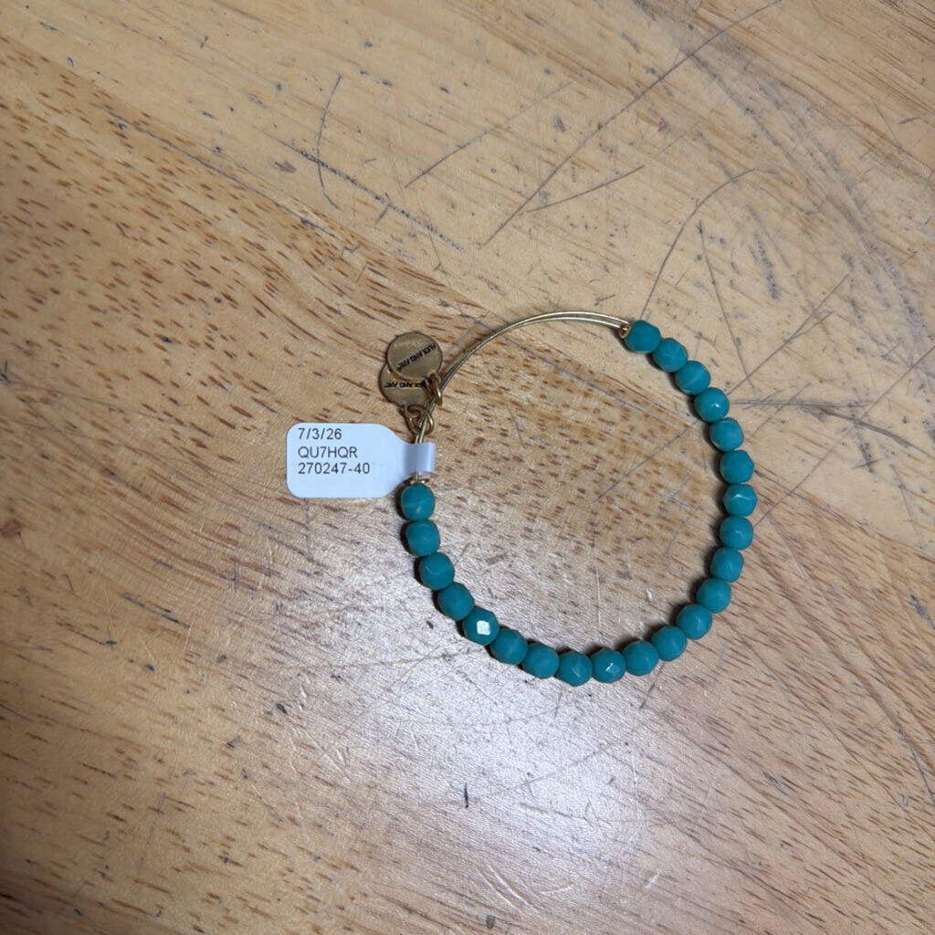 Alex and Ani Gold/ Turquoise Beaded Bracelet