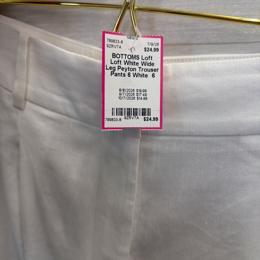 Loft White Wide Leg Peyton Trouser Pants 6