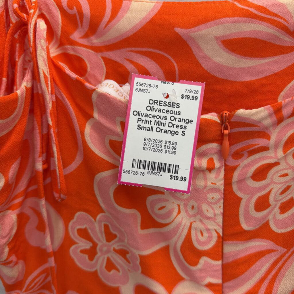 Olivaceous Orange Print Mini Dress Small