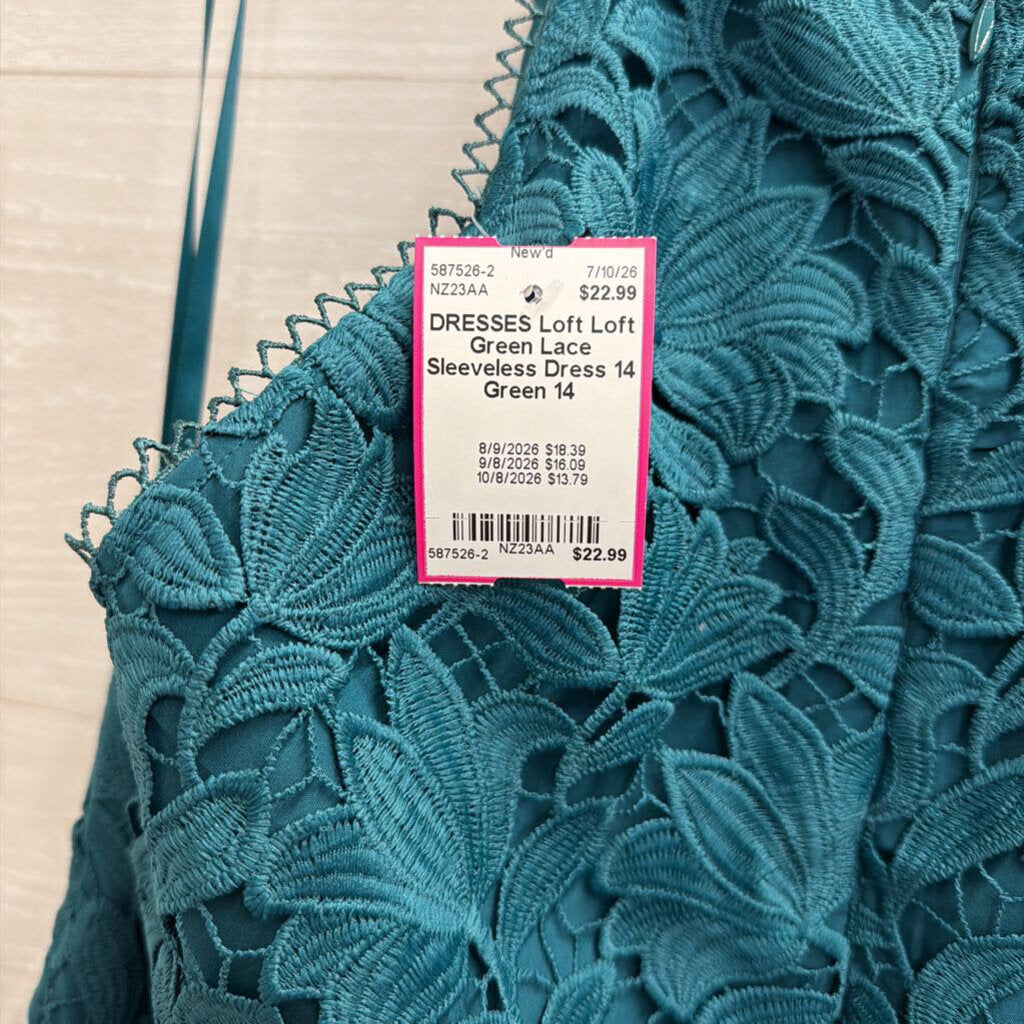 Loft Green Lace Sleeveless Dress 14