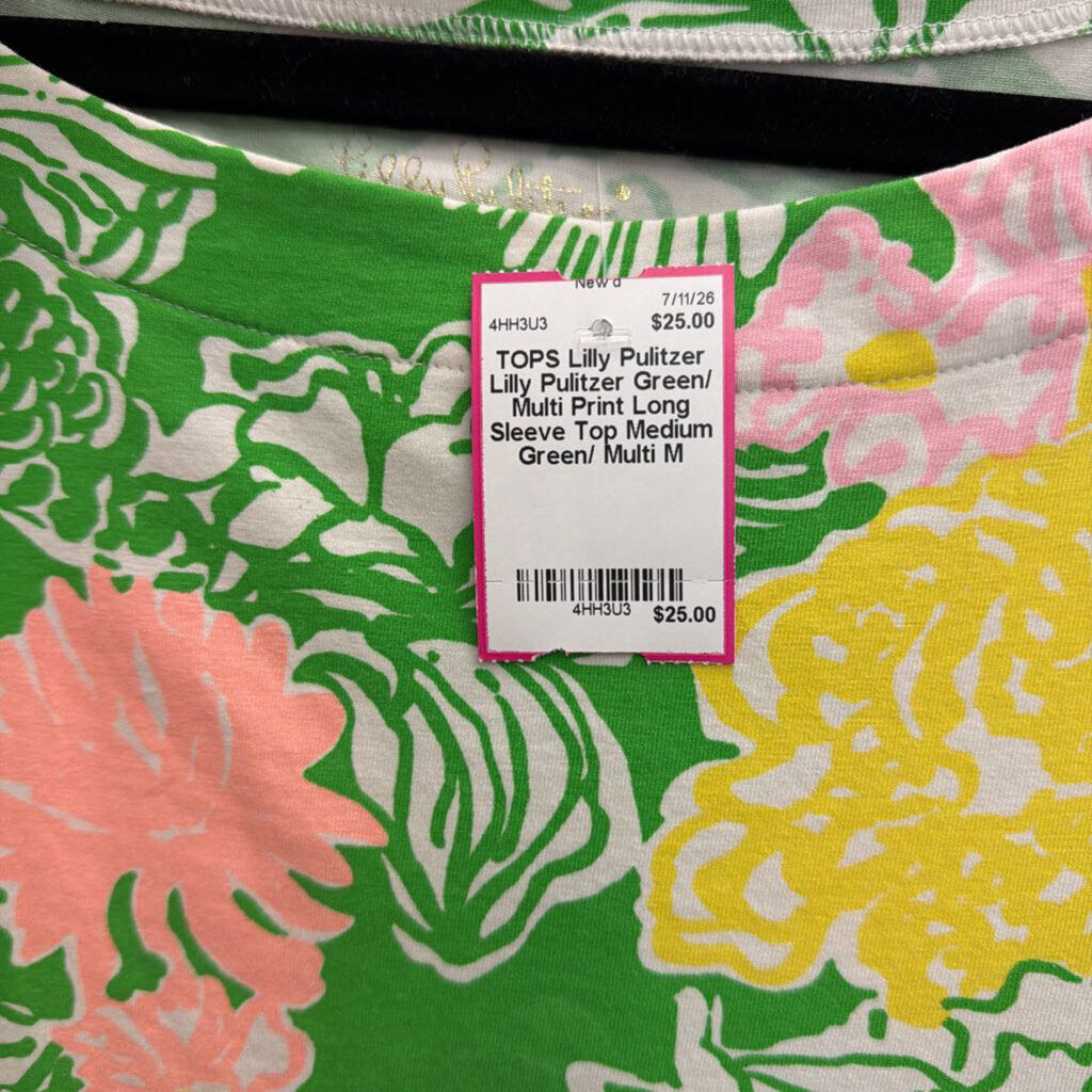 Lilly Pulitzer Green/ Multi Print Long Sleeve Top Medium