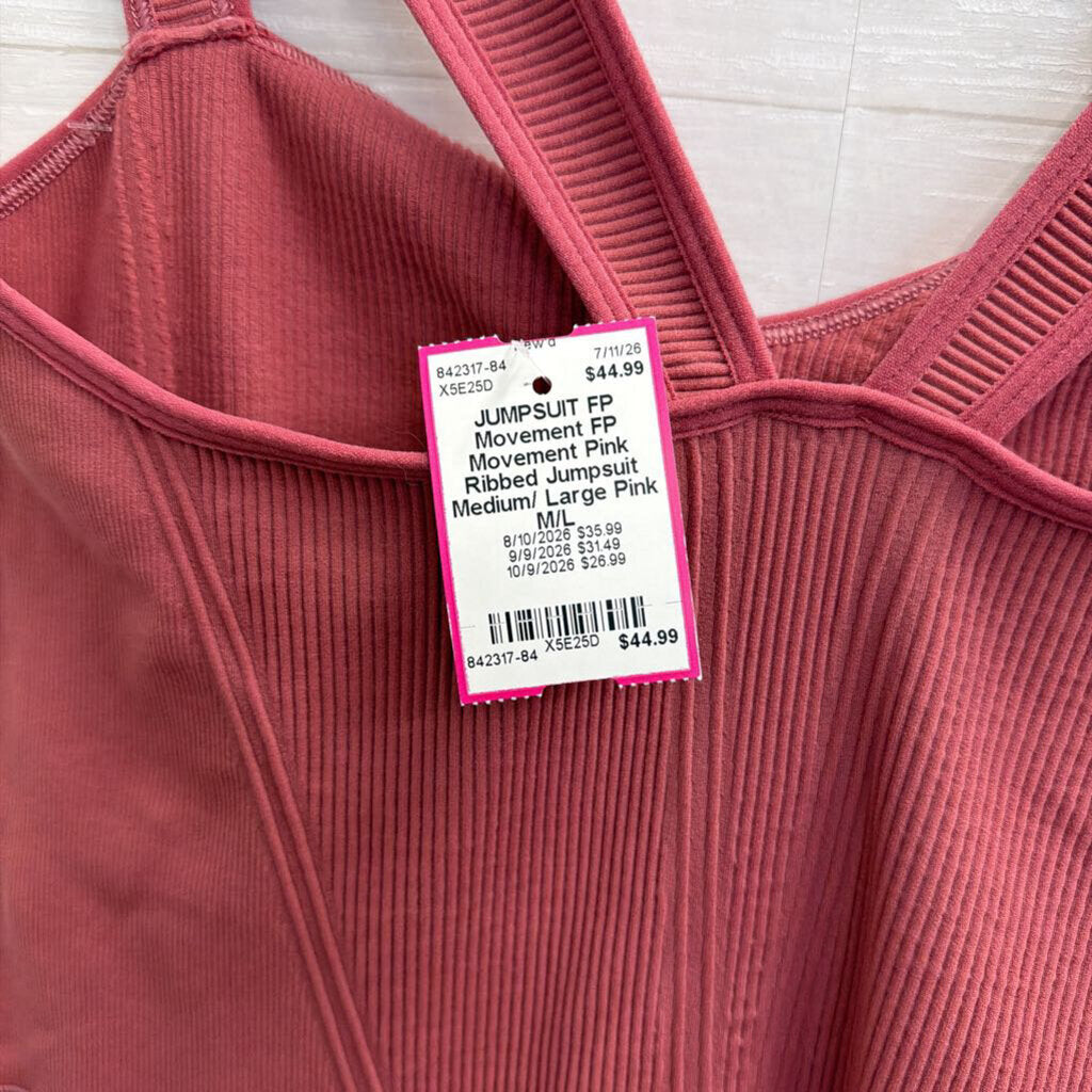 FP Movement Pink Ribbed Jumpsuit Medium/ Large