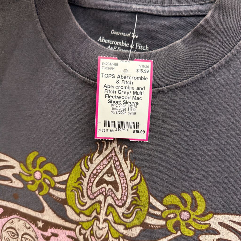 Abercrombie and Fitch Grey/ Multi Fleetwood Mac Short Sleeve Graphic Tee XXS
