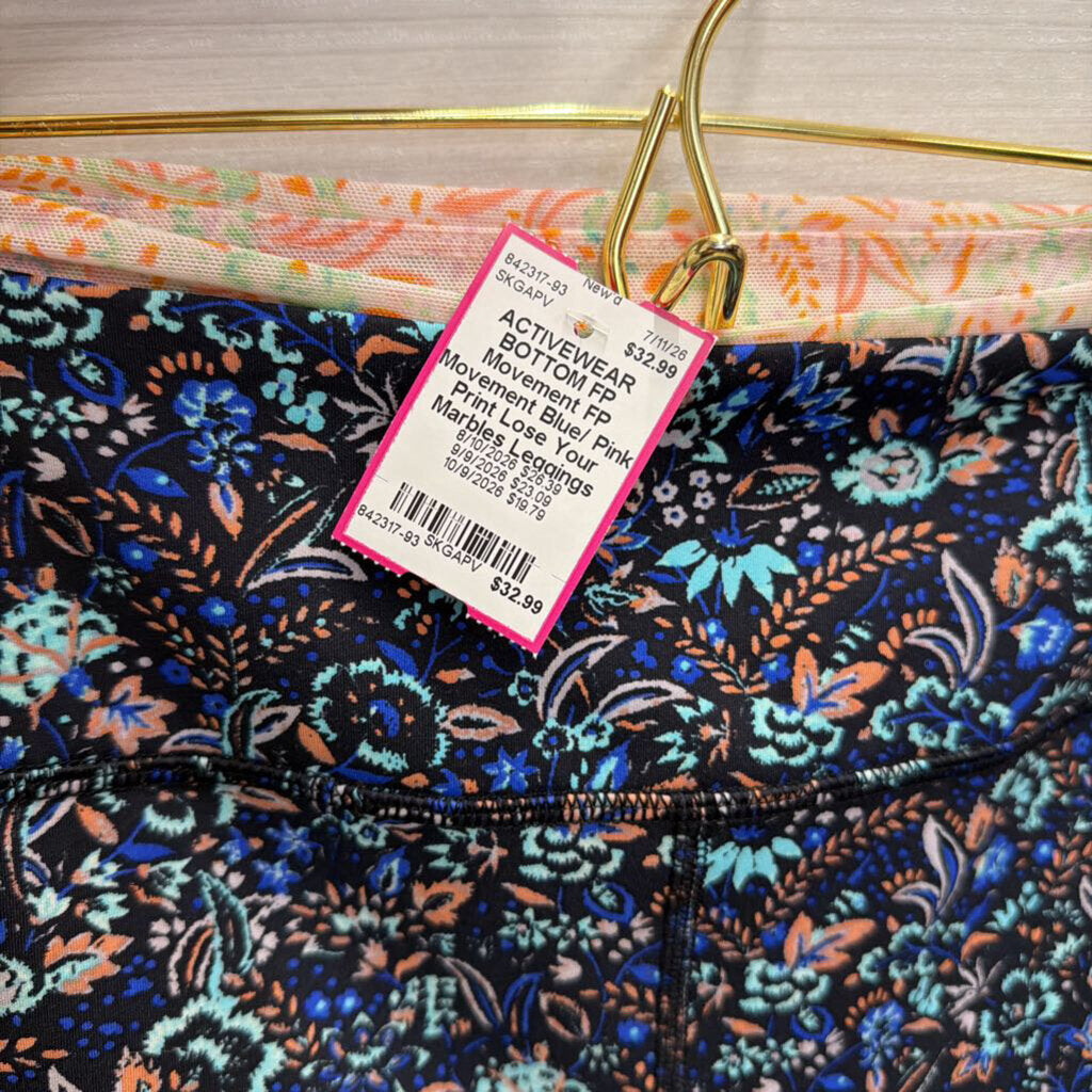 FP Movement Blue/ Pink Print Lose Your Marbles Leggings Large
