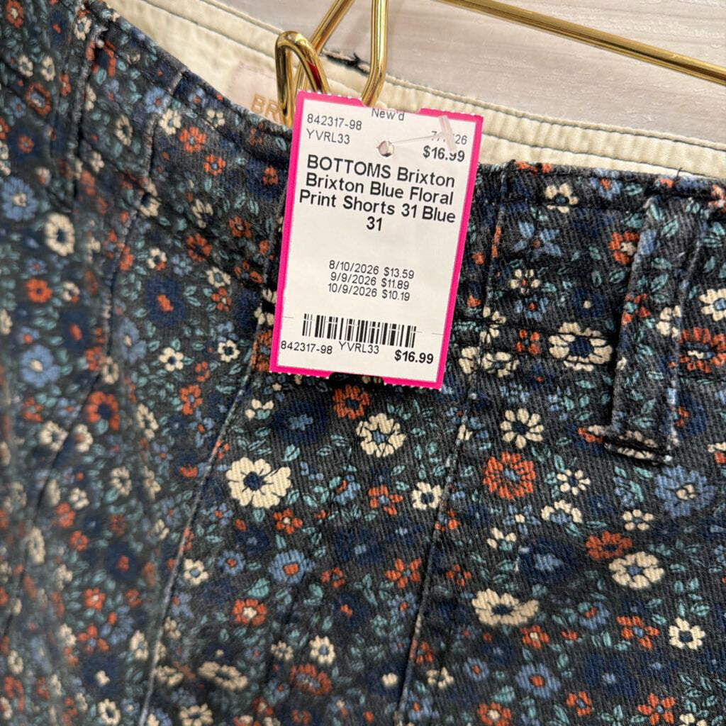 Brixton Blue Floral Print Shorts 31