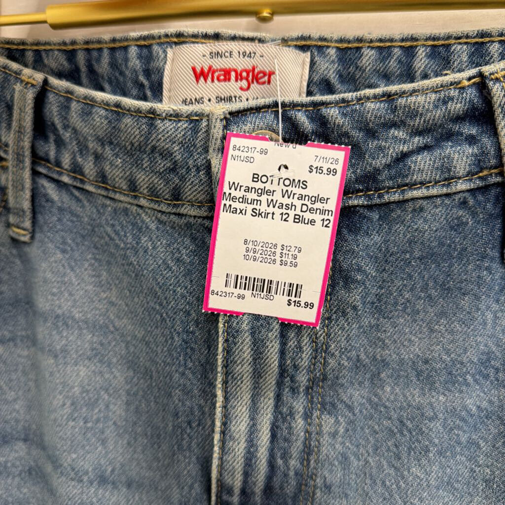 Wrangler Medium Wash Denim Maxi Skirt 12