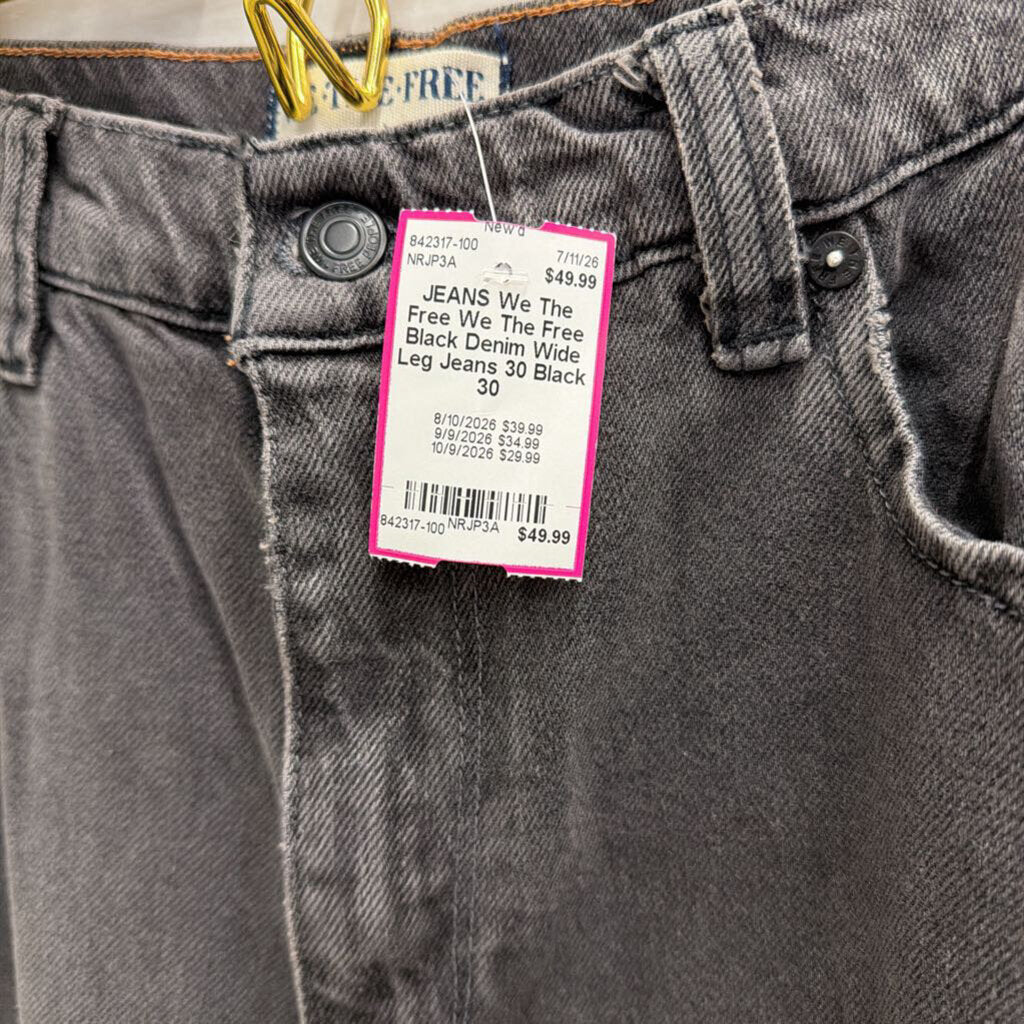 We The Free Black Denim Wide Leg Jeans 30