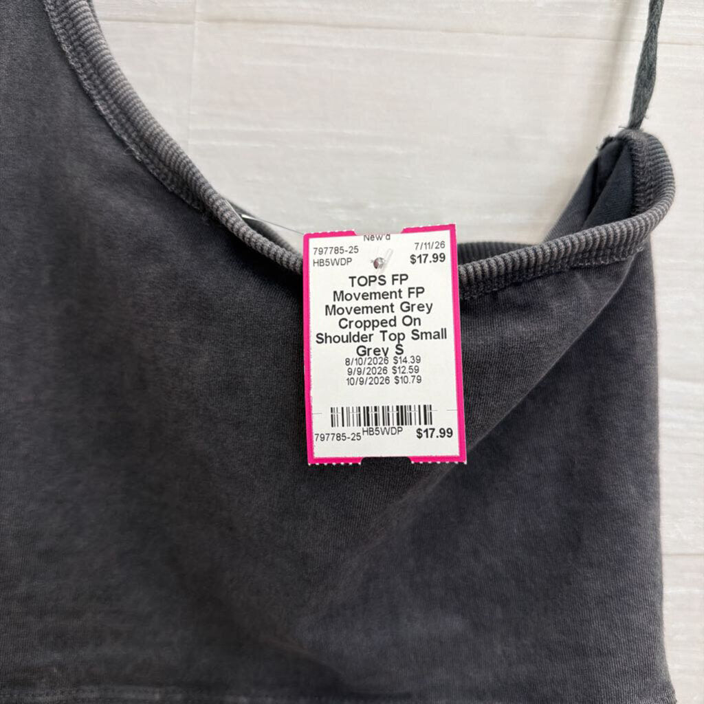 FP Movement Grey Cropped On Shoulder Top Small