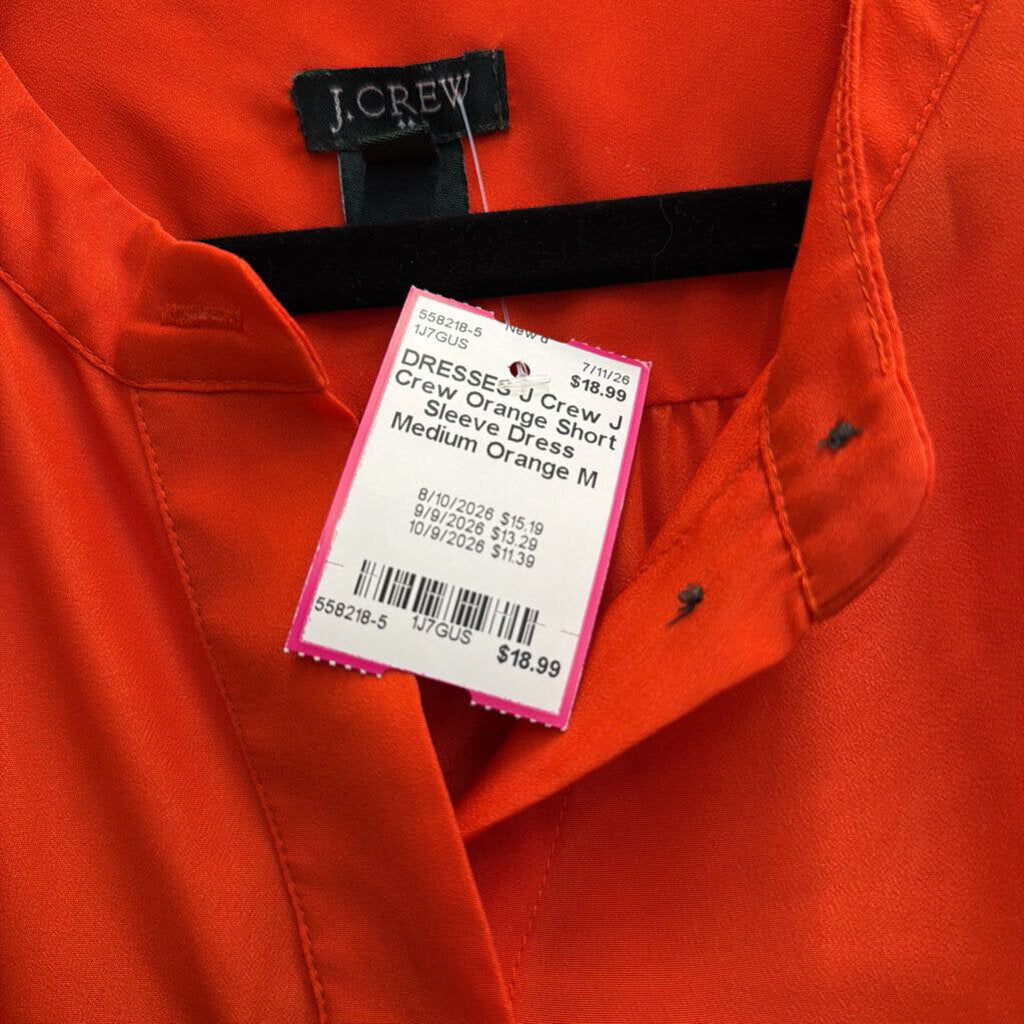 J Crew Orange Short Sleeve Dress Medium