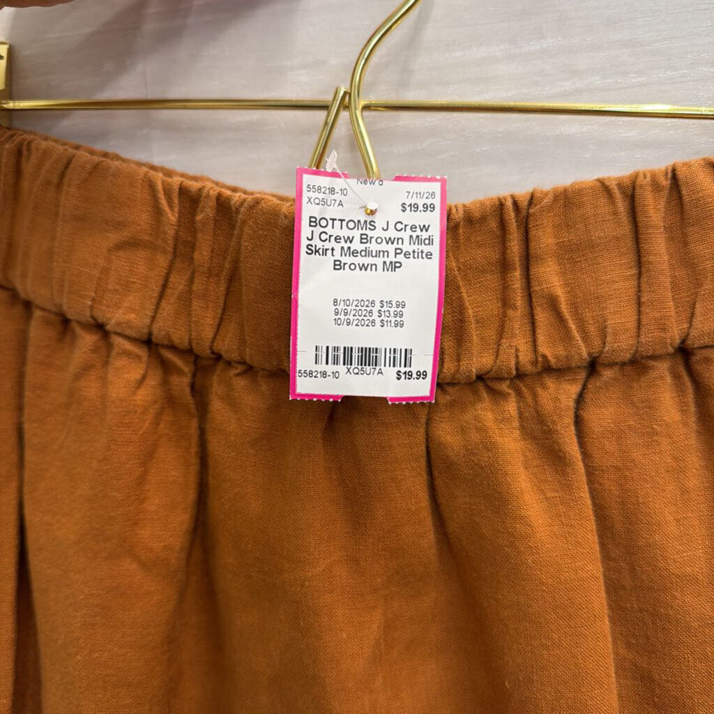 J Crew Brown Midi Skirt Medium Petite