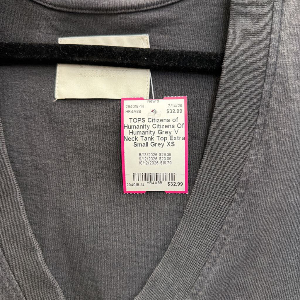Citizens Of Humanity Grey V Neck Tank Top Extra Small