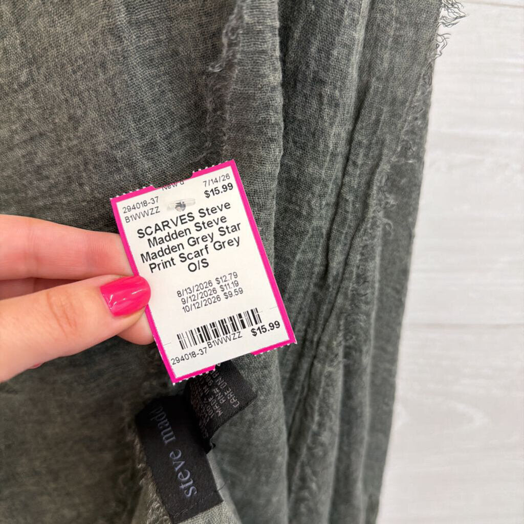 Steve Madden Grey Star Print Scarf