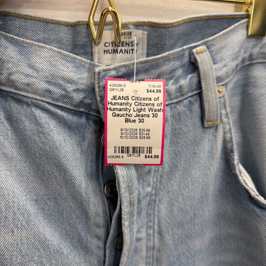 Citizens of Humanity Light Wash Gaucho Jeans 30