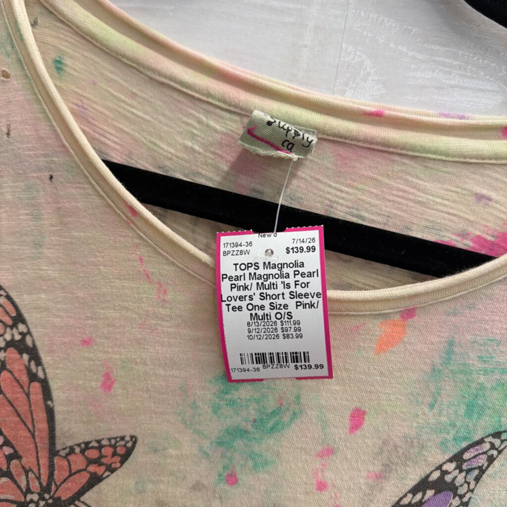 Magnolia Pearl Pink/ Multi 'Is For Lovers' Short Sleeve Tee One Size