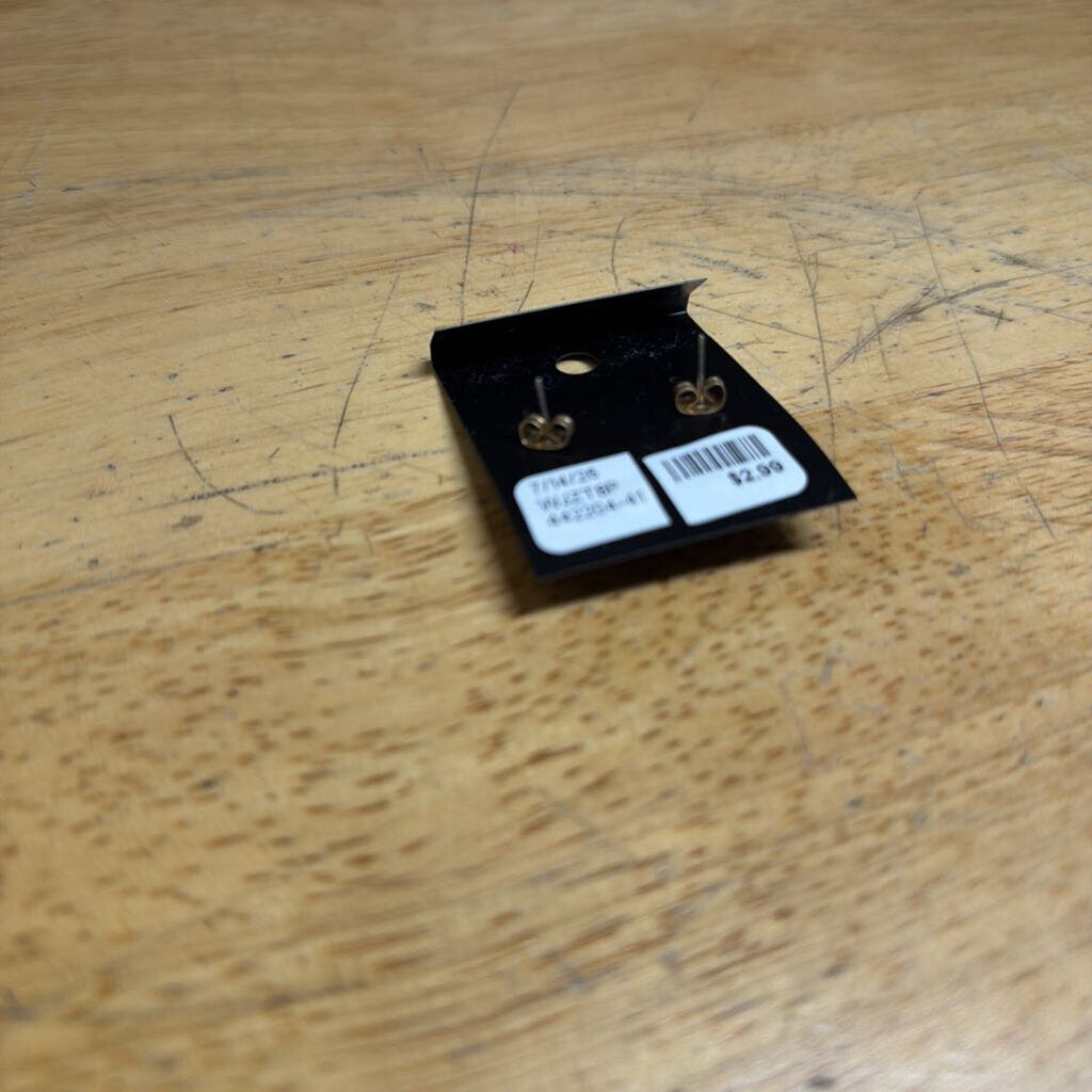 Gold/ Pink Square Stud Earrings