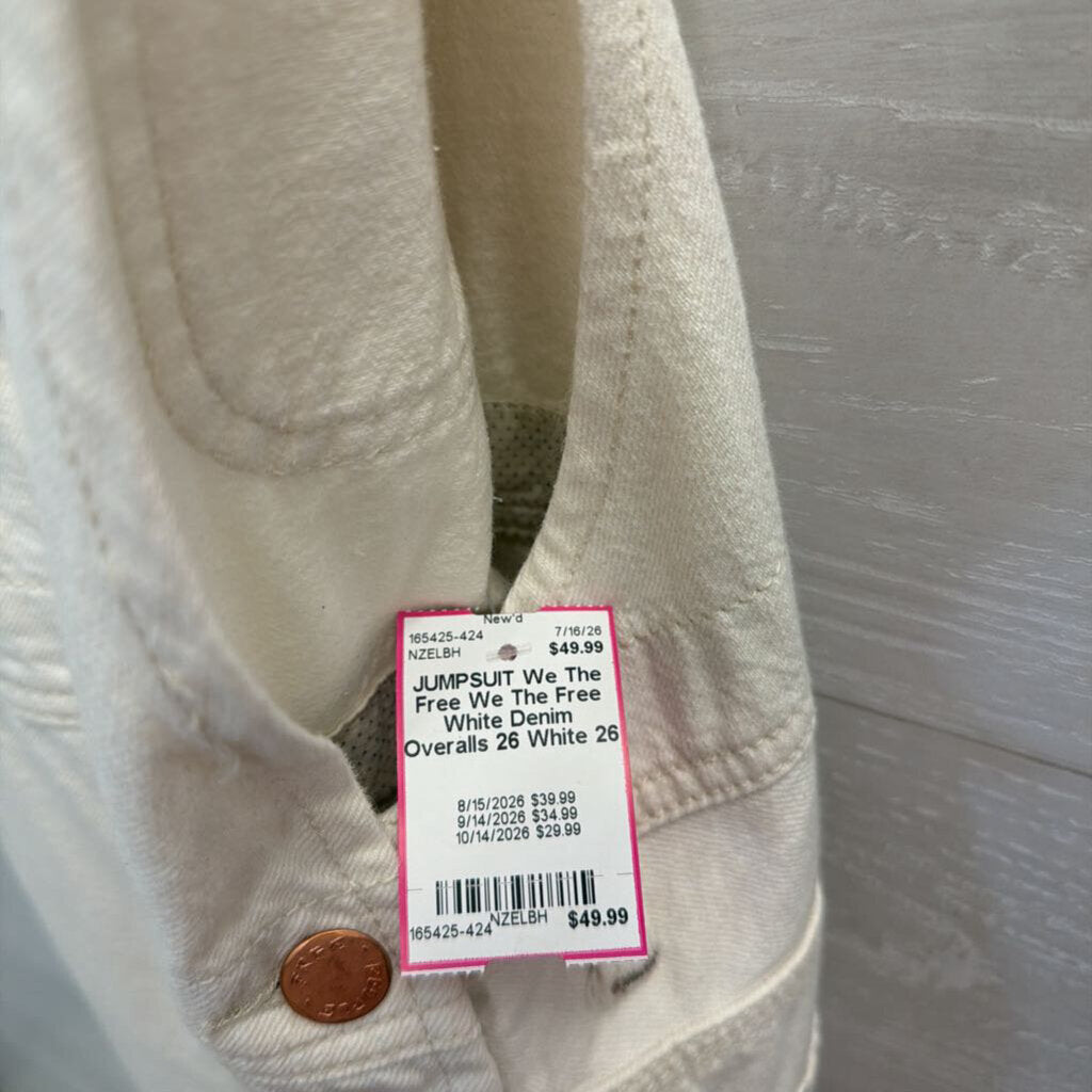 We The Free White Denim Overalls 26