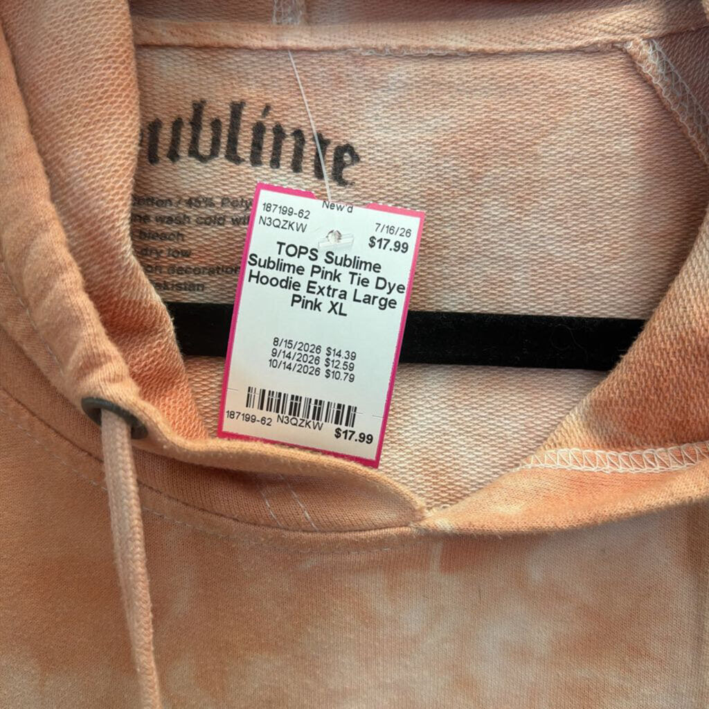 Sublime Pink Tie Dye Hoodie Extra Large