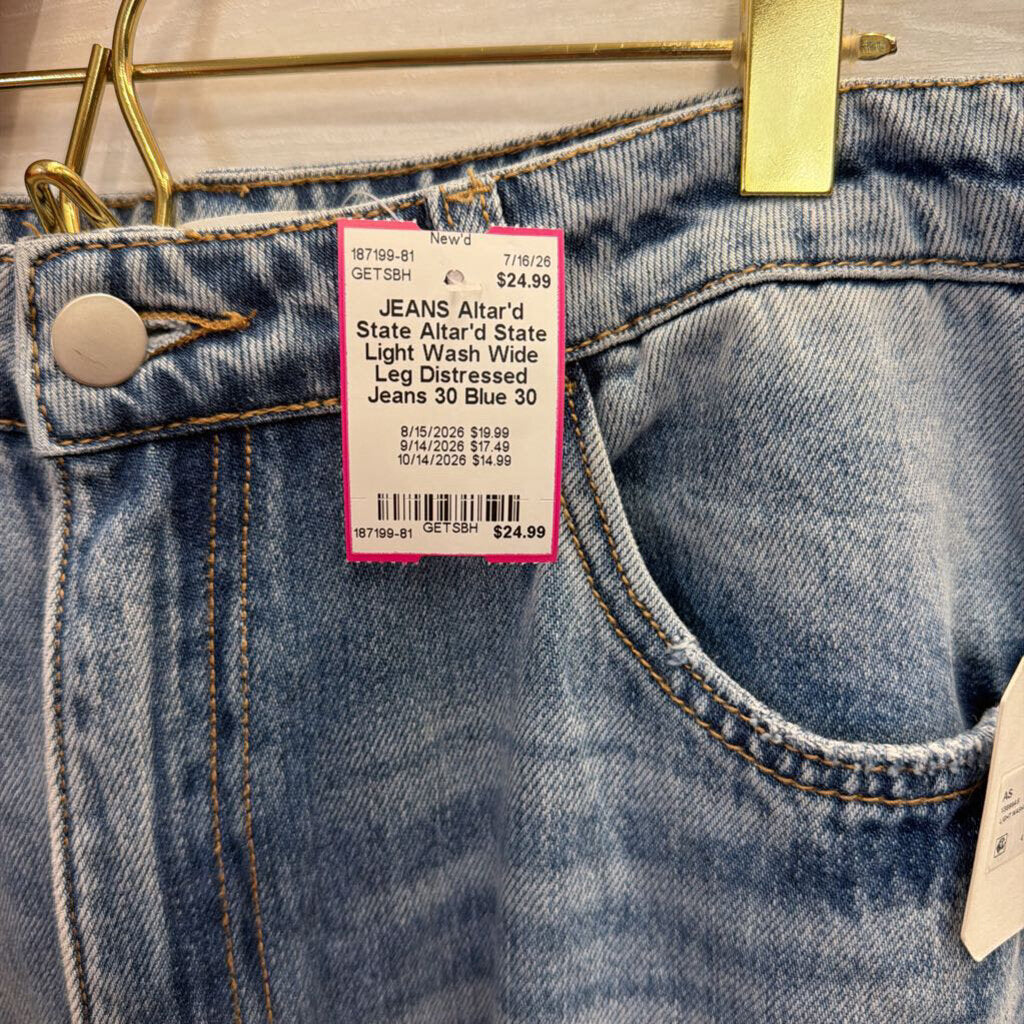 Altar'd State Light Wash Wide Leg Distressed Jeans 30