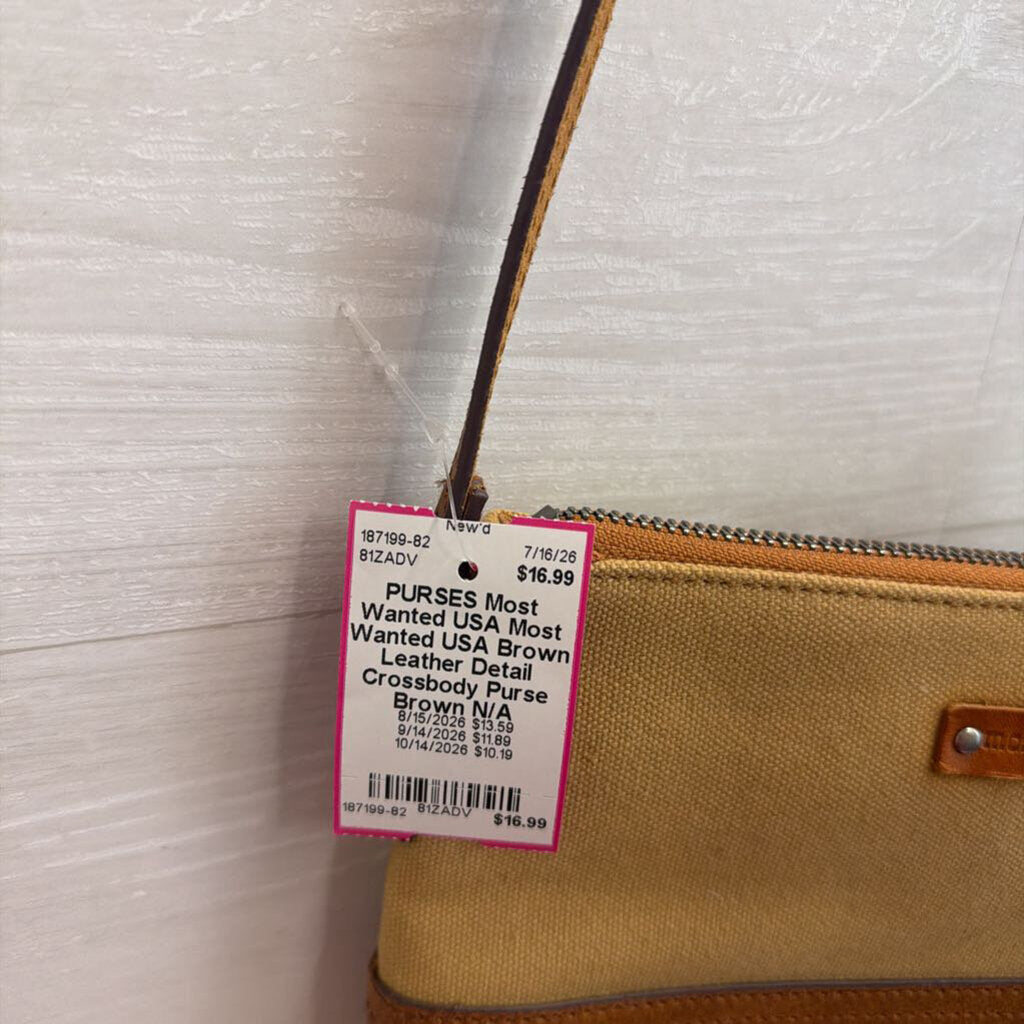 Most Wanted USA Brown Leather Detail Crossbody Purse