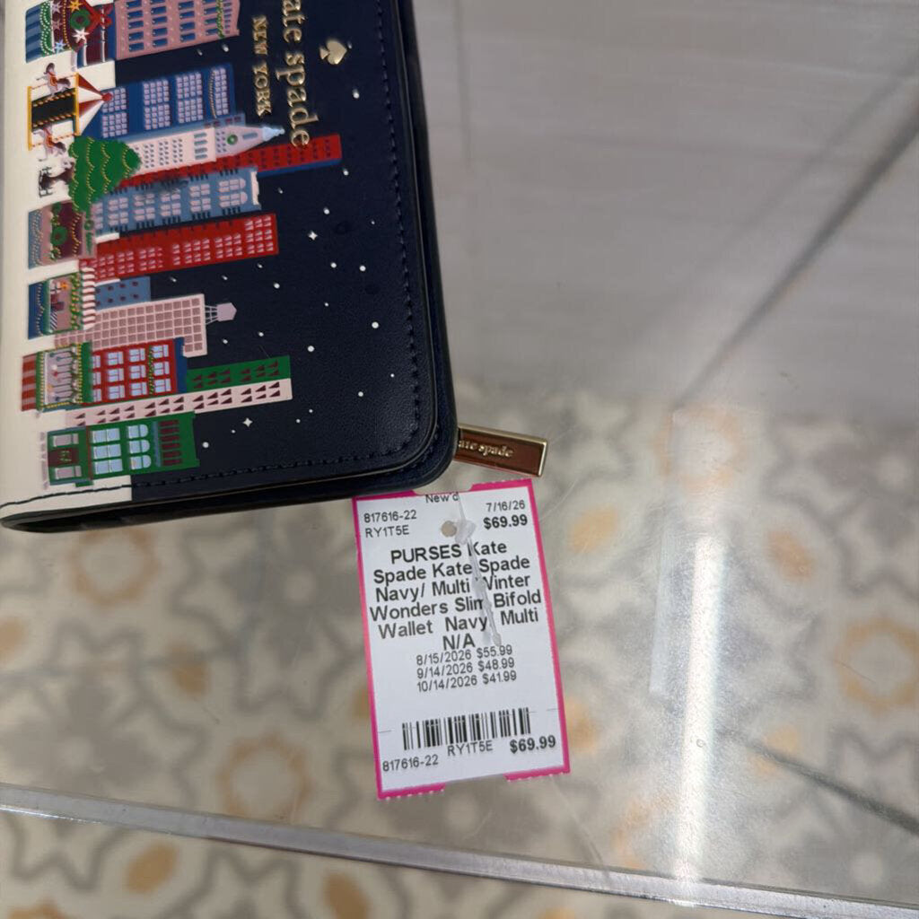 Kate Spade Navy/ Multi Winter Wonders Slim Bifold Wallet
