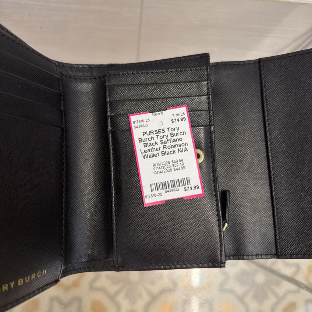 Tory Burch Black Saffiano Leather Robinson Wallet