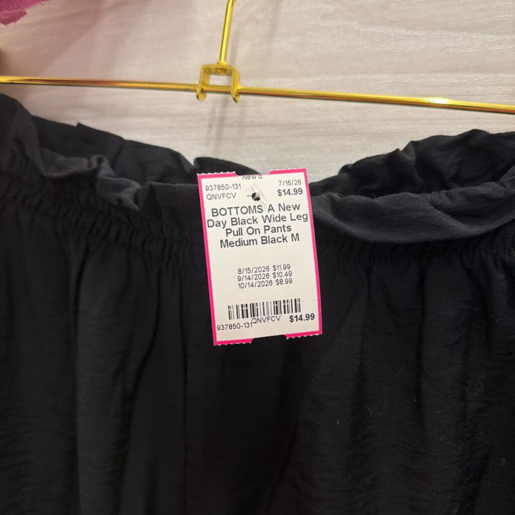 Black Wide Leg Pull On Pants Medium