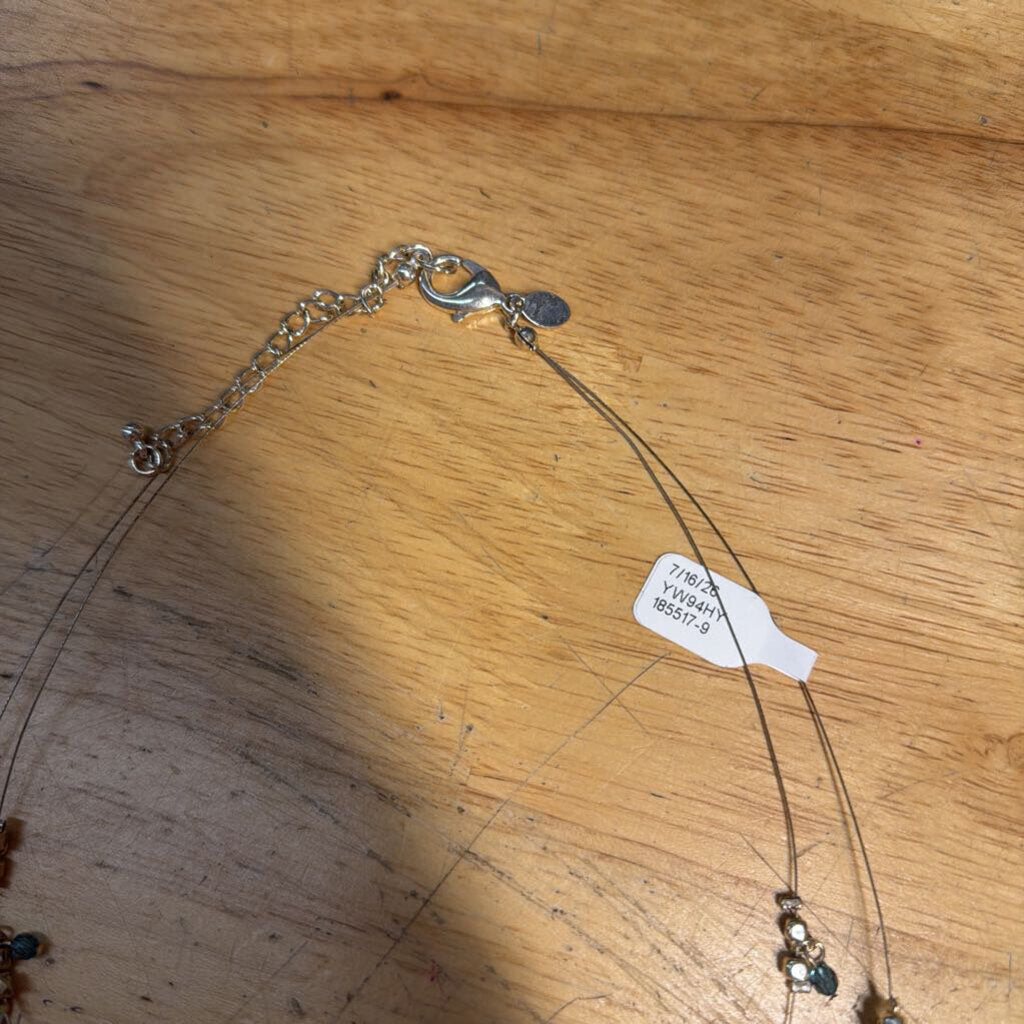 Silver/ Multi Beaded Multi Strand Necklace