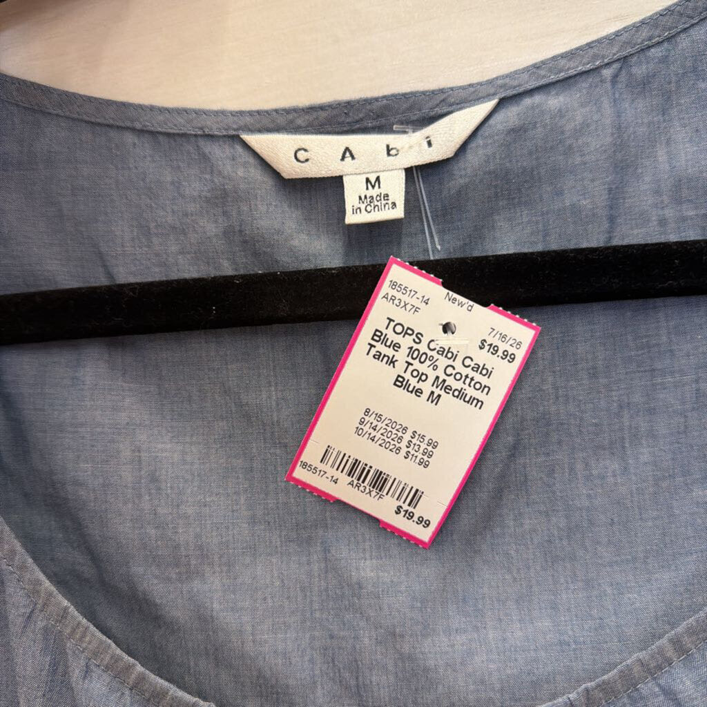 Cabi Blue 100% Cotton Tank Top Medium