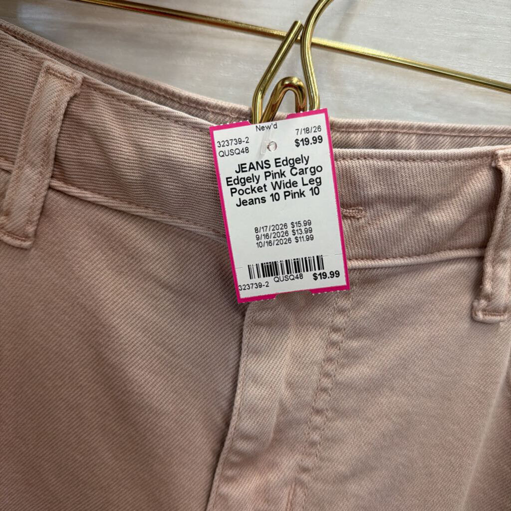 Edgely Pink Cargo Pocket Wide Leg Jeans 10