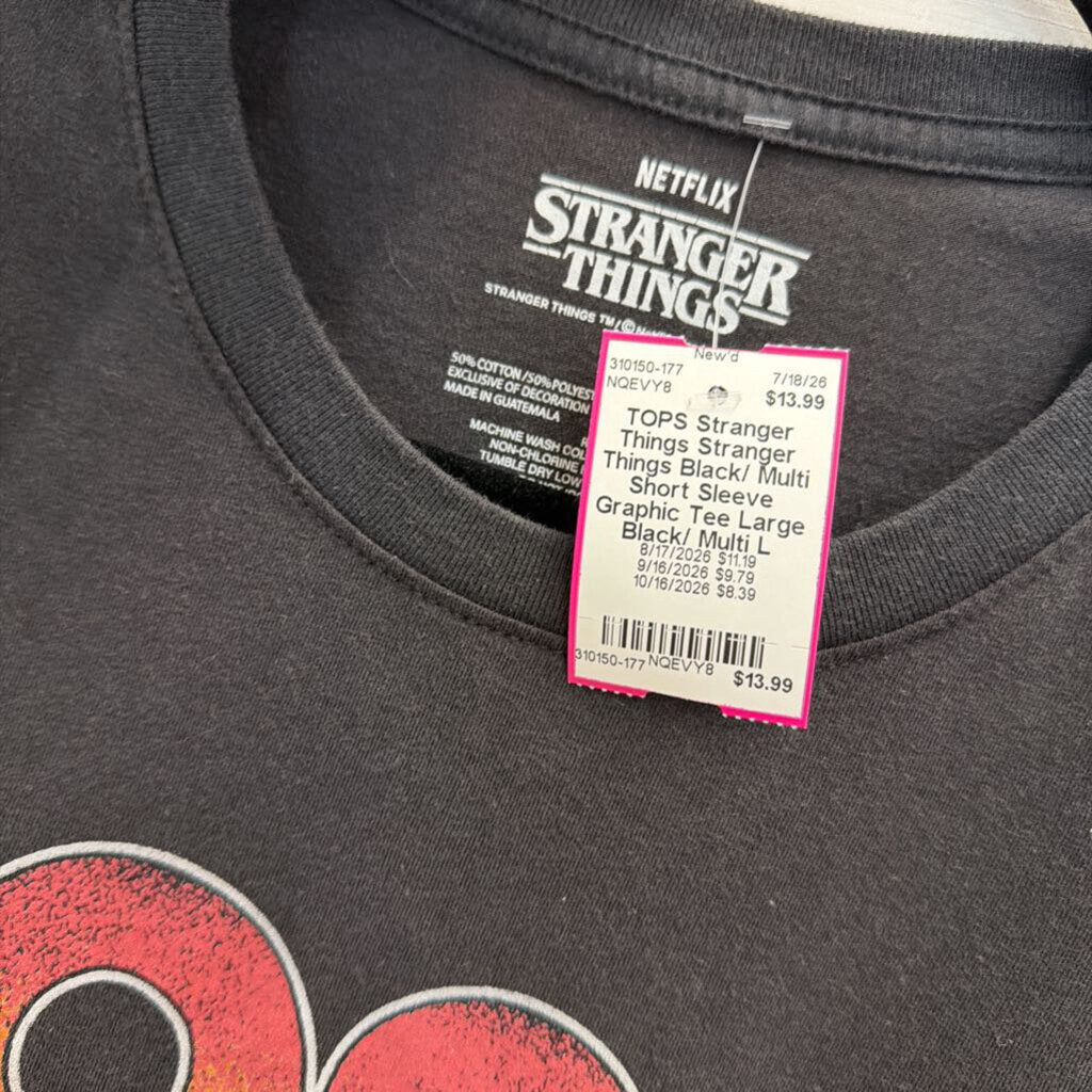 Stranger Things Black/ Multi Short Sleeve Graphic Tee Large