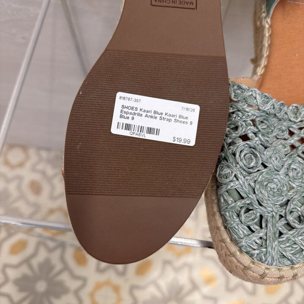 Kaari Blue Espadrille Ankle Strap Shoes 9