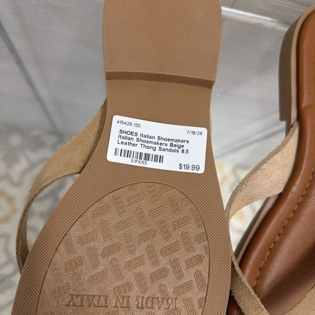 Italian Shoemakers Beige Leather Thong Sandals 8.5