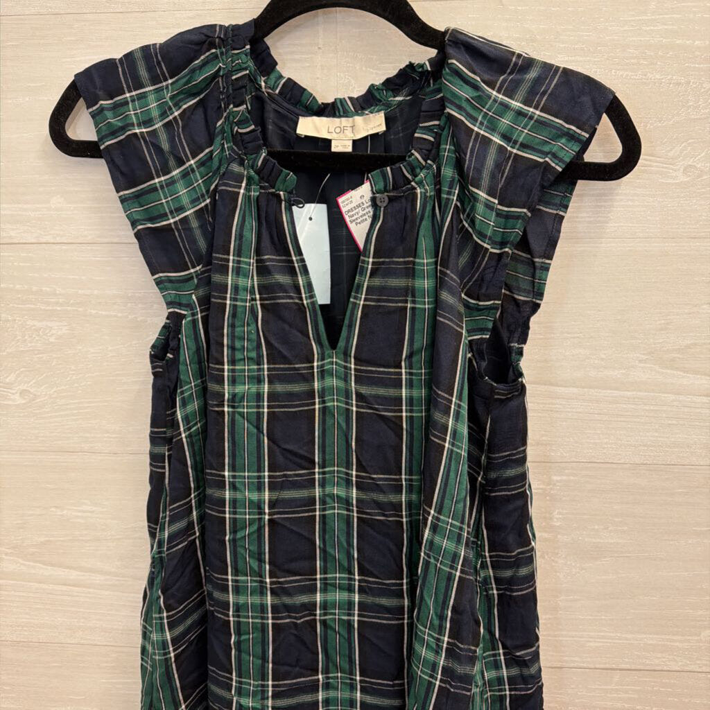 Loft Navy/ Green Plaid Sleeveless Dress 2 Petite – newdsalem