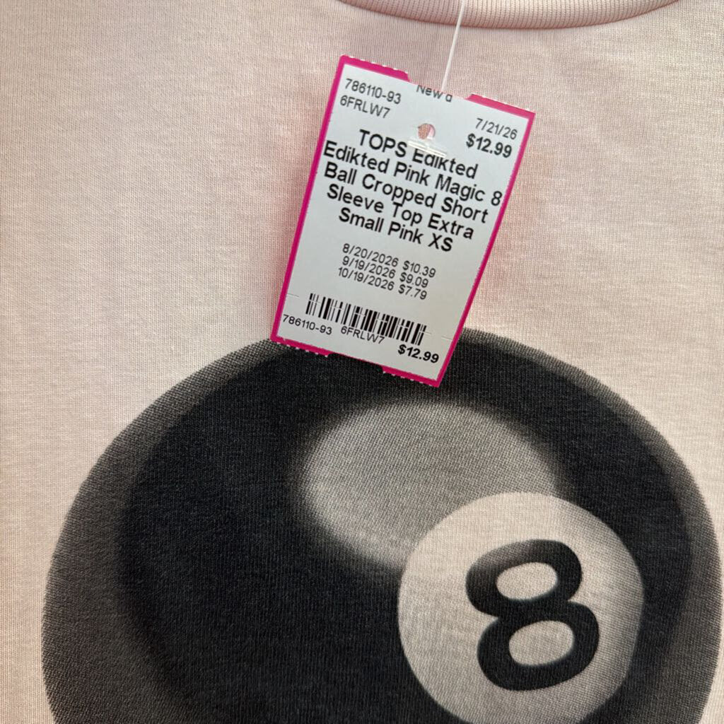 Edikted Pink Magic 8 Ball Cropped Short Sleeve Top Extra Small
