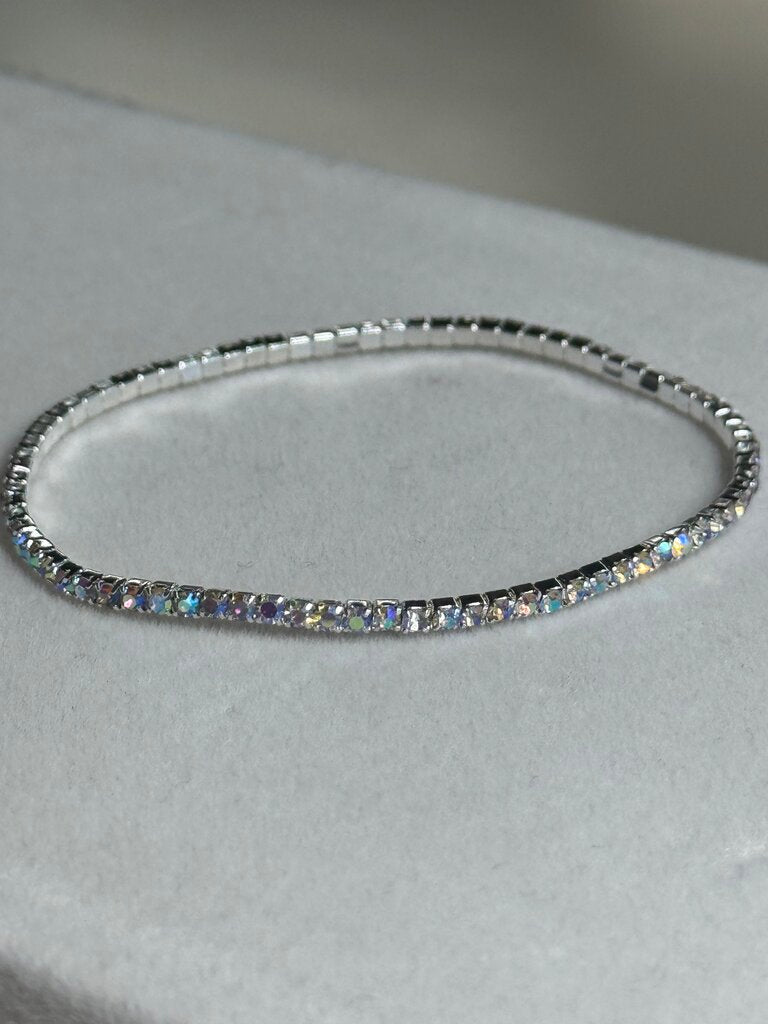 Silver/ AB Tiny Stone Rhinestone Stretchy Bracelet