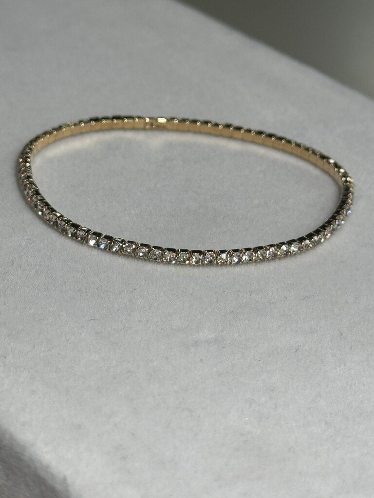 Gold/ Clear Tiny Rhinestone Stretchy Bracelet