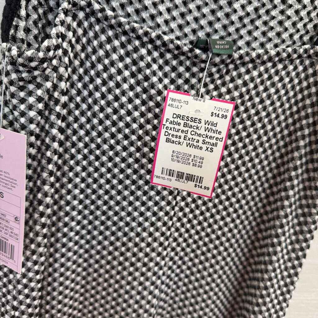 Black/ White Textured Checkered Dress Extra Small