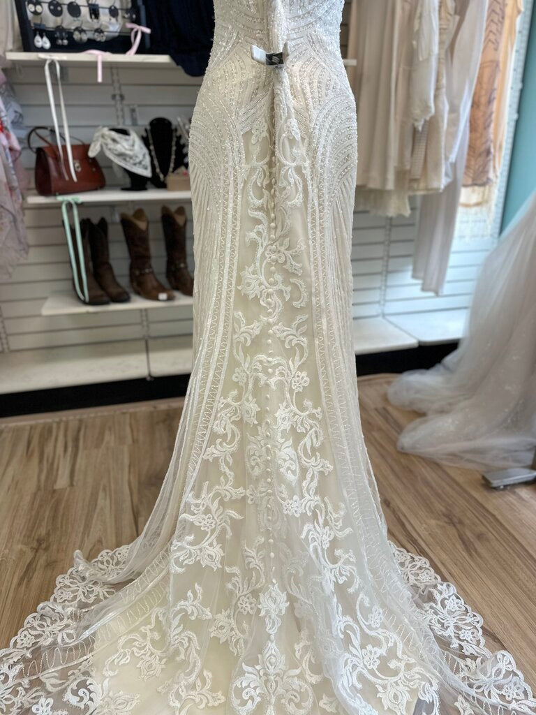Kitty Chen Ivory/ Champagne Beaded Strapless Bridal Gown 12