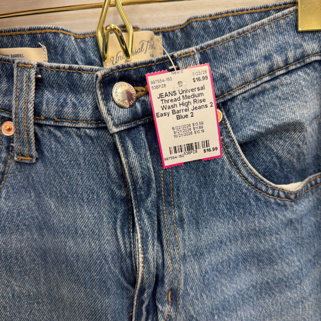 Medium Wash High Rise Easy Barrel Jeans 2