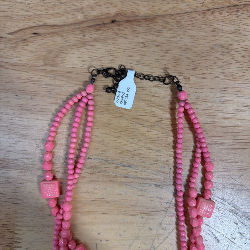 Pink Beaded Statement Necklace