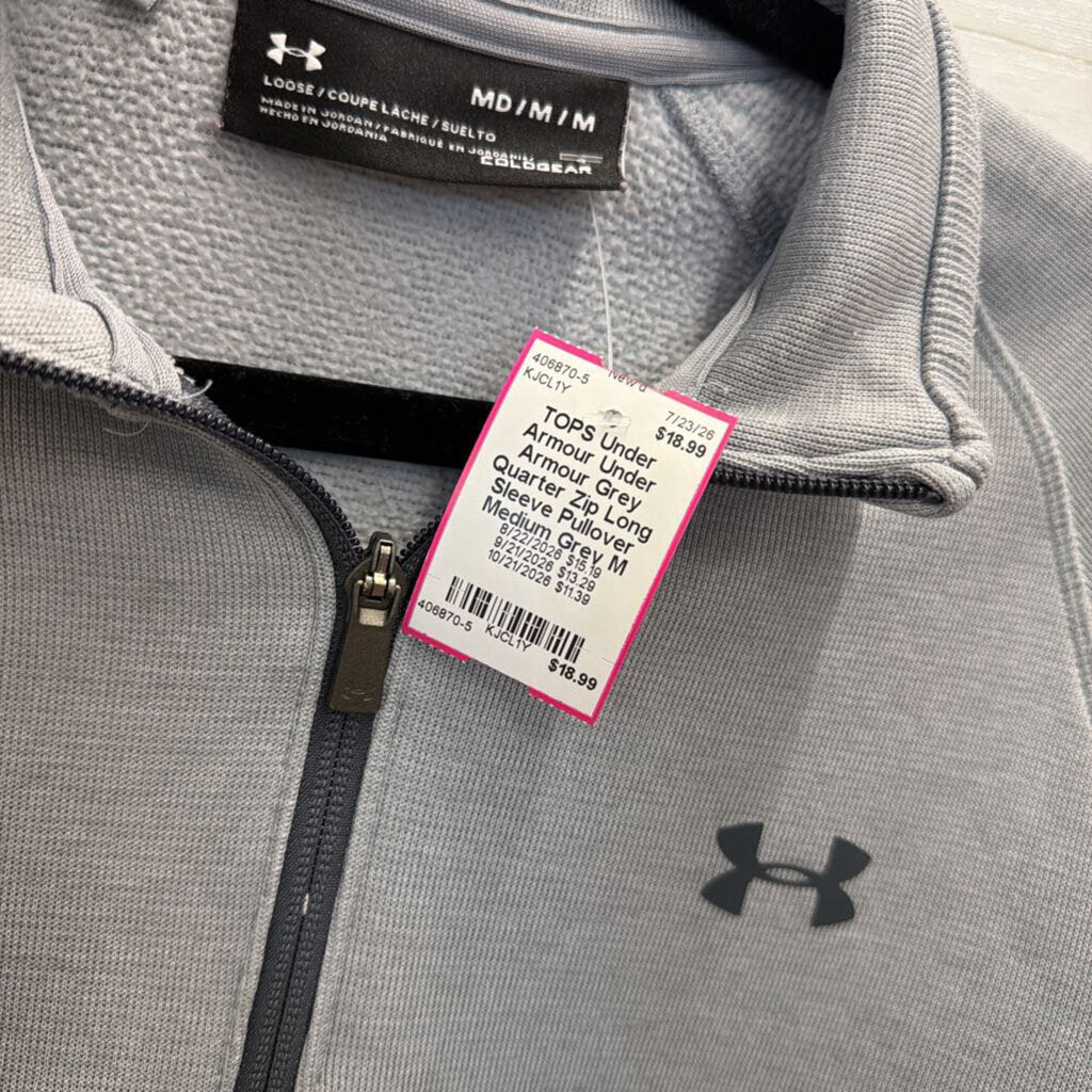 Under Armour Grey Quarter Zip Long Sleeve Pullover Medium