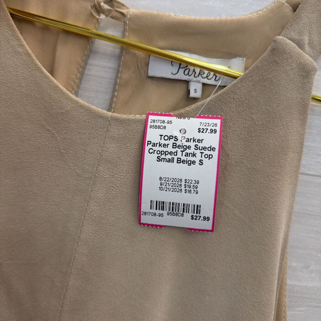 Parker Beige Suede Cropped Tank Top Small