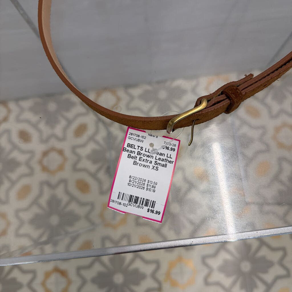 LL Bean Brown Leather Belt Extra Small