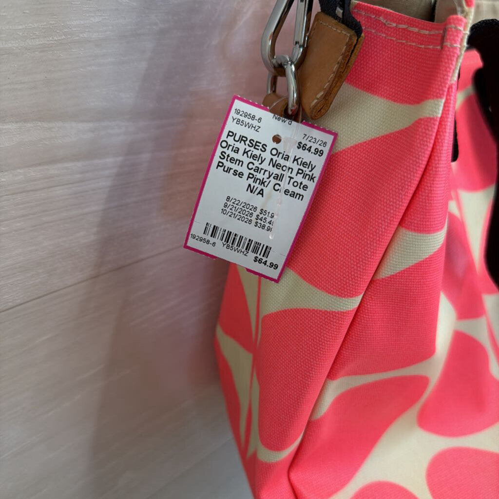Oria Kiely Neon Pink Stem Carryall Tote Purse