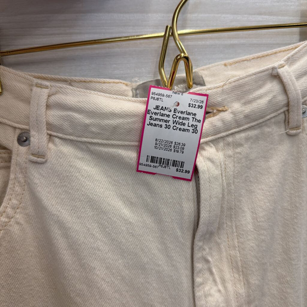 Everlane Cream The Summer Wide Leg Jeans 30