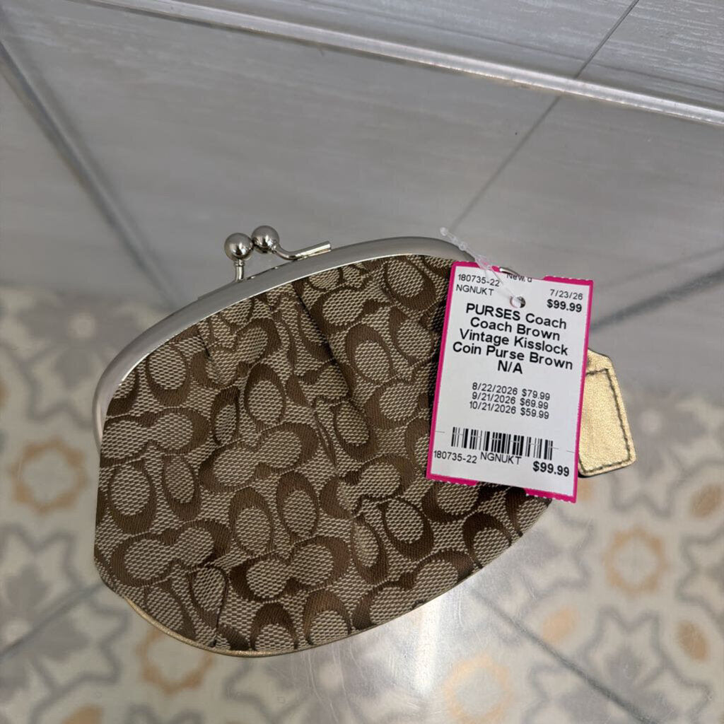 Coach Brown Vintage Kisslock Coin Purse